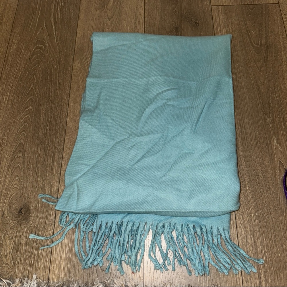 Cashmiere Aqua Blue Fringed Scarf